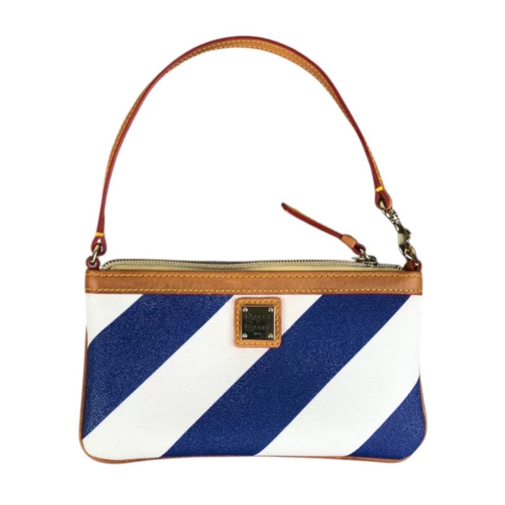 DOONEY & BOURKE Striped Leather Wallet/Wristlet Navy/White Rare Travel Everyday